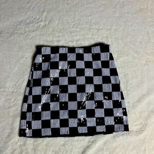 Black and white endless rose sequin skirt